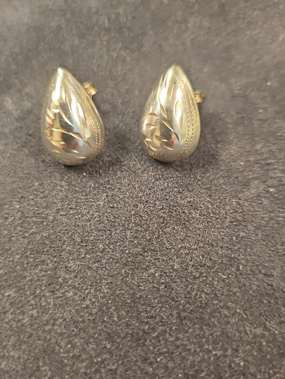 .925 Silver stamped Teardrop Stud Earrings